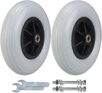 Wheelchair Caster/Wheels (Pair) 8 Inch 8"x 2" (200x50) Solid Tire Wheel, Compatible with Pride, Jazzy, Jet, Quantum, Merits Power Chair, Electric Wheelchair Front/Rear Wheel Replacement