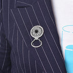 MJartoria Interchangeable Flower Snap Buttons Centerpiece Rhinestone Eye Glass Holding Brooch Sunflower