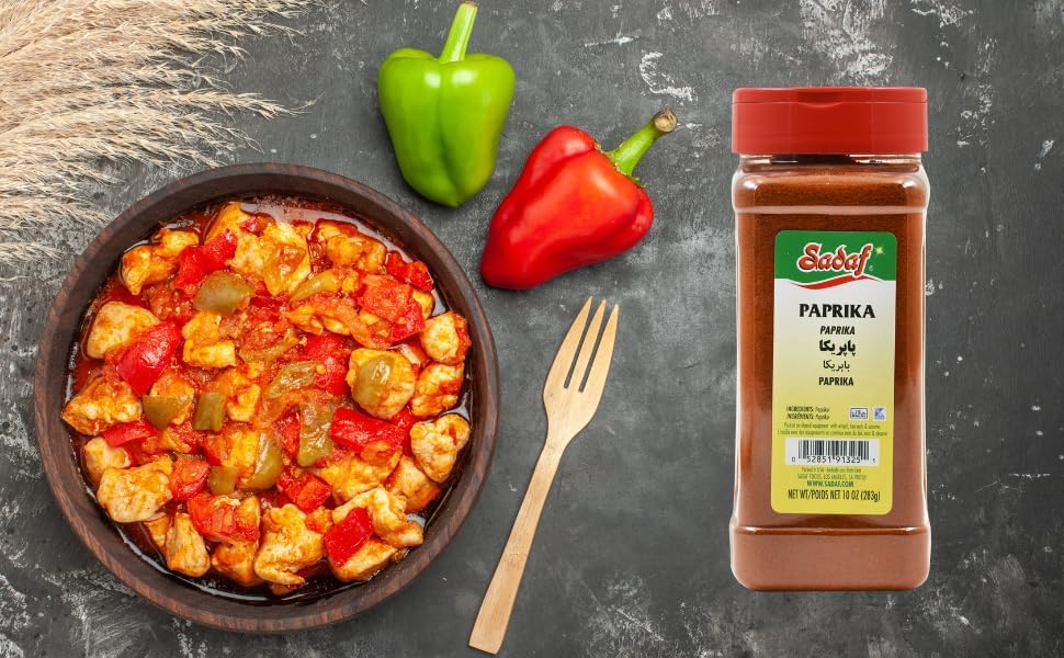 Sadaf Paprika Powder - Ground Paprika for Cooking & Food Seasoning - Paprika Spice - Kosher & Vegetarian - 10 oz Bottle with Shaker Top