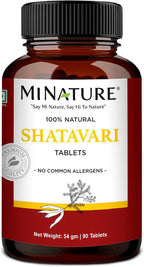 Shatavari Tablets by mi Nature -90 Tablets, 1000mg | 45 Day Supply | Asparagus | from India