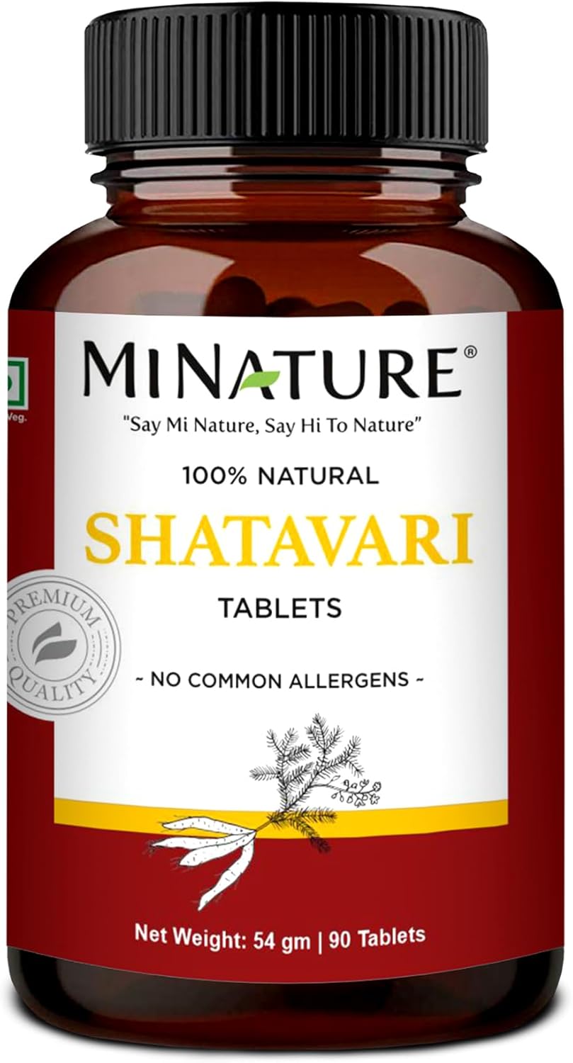 Shatavari Tablets by mi Nature -90 Tablets, 1000mg | 45 Day Supply | Asparagus | from India