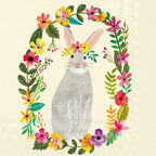Boston International IHR 3-Ply Paper Napkins, 20-Count Cocktail Size, Floral Bunny