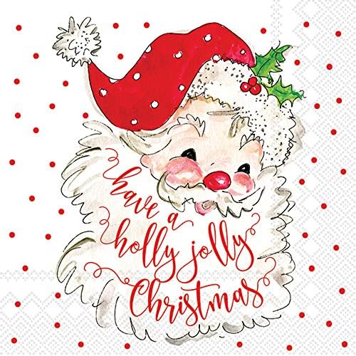 Boston International IHR Cocktail Beverage Paper Napkins, 5 x 5-Inches, Holly Jolly,C839600