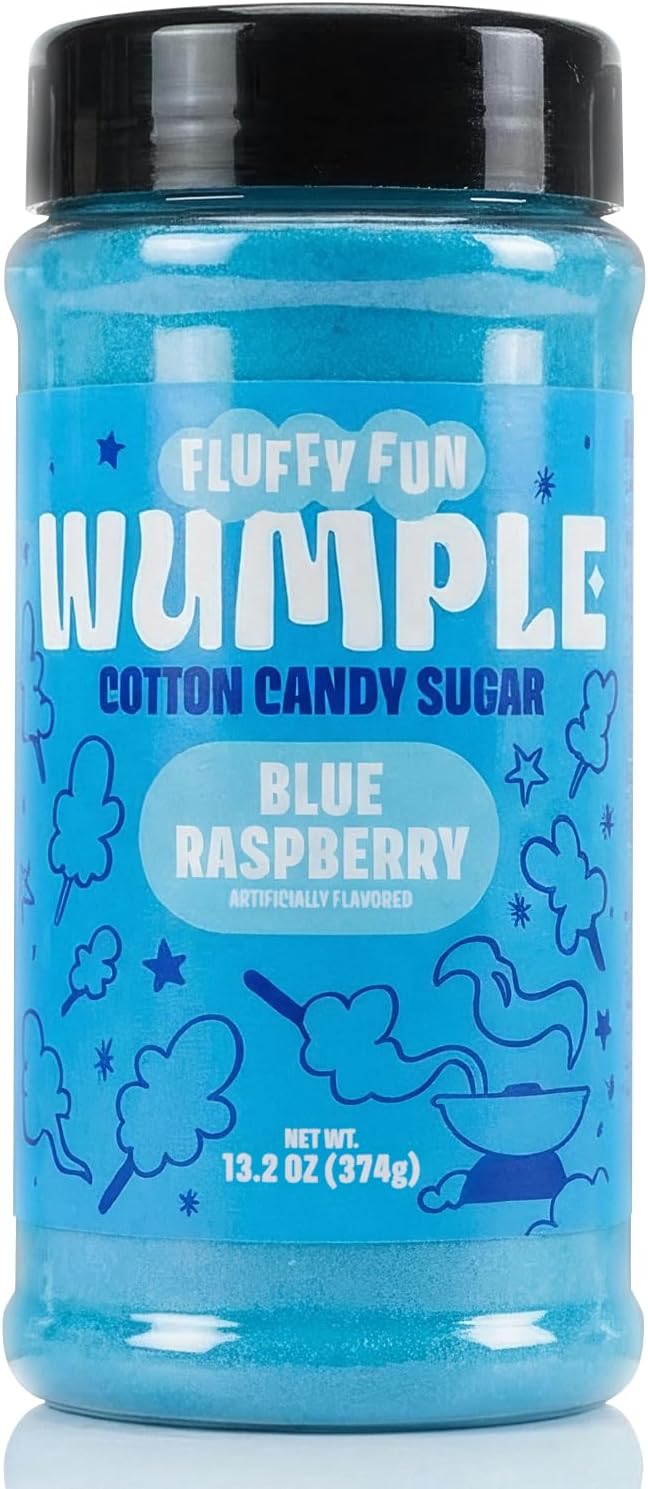 Wumple Blue Cotton Candy Sugar – Flavored Floss Sugar for Cotton Candy Machines, Fluffy Ready-to-Use Mix– Perfect for Parties, Carnivals & Events - Pack of 1 (Blue Raspberry -13.2 oz)