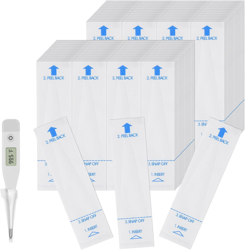 SenseYo 100 Pcs Disposable Digital Thermometer Probe Covers Sleeve Clear Temperature Sheath Sleeves Cover for Oral, Armpit, Rectal Thermometer