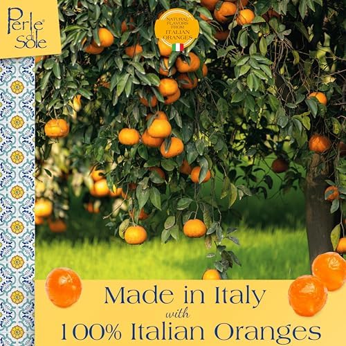 Perle di Sole Italian Orange Hard Candy Made in Italy - Italian Hard Candy Individually Wrapped - Orange Candies - Citrus Drops (7.05 oz | 200 g) Italian Gifts From Italy