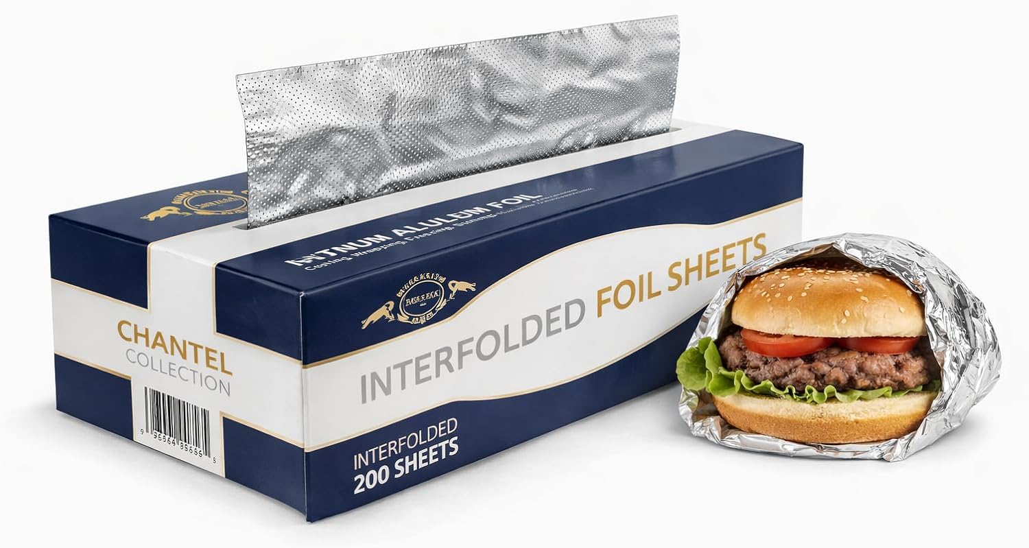 Pre-Cut Aluminum Foil Sheets 12" x 10.7" – Heavy-Duty, Non-Stick, Pop-Up Disposable Sheets for Grilling, Baking, BBQ, Food Storage, and Catering (12X10.7", 400.0, sheet)