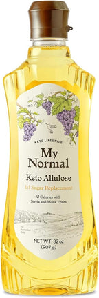 My Normal Keto Allulose Large Size, Allulose 99.52%, Monk Fruit, Stevia Blend Thin Syrup, Zero Calorie Sweetener, 1:1 Sugar Substitute, Low Glycemic, Gluten Free, Zero Net Carbs, Zero Sugar (32oz)