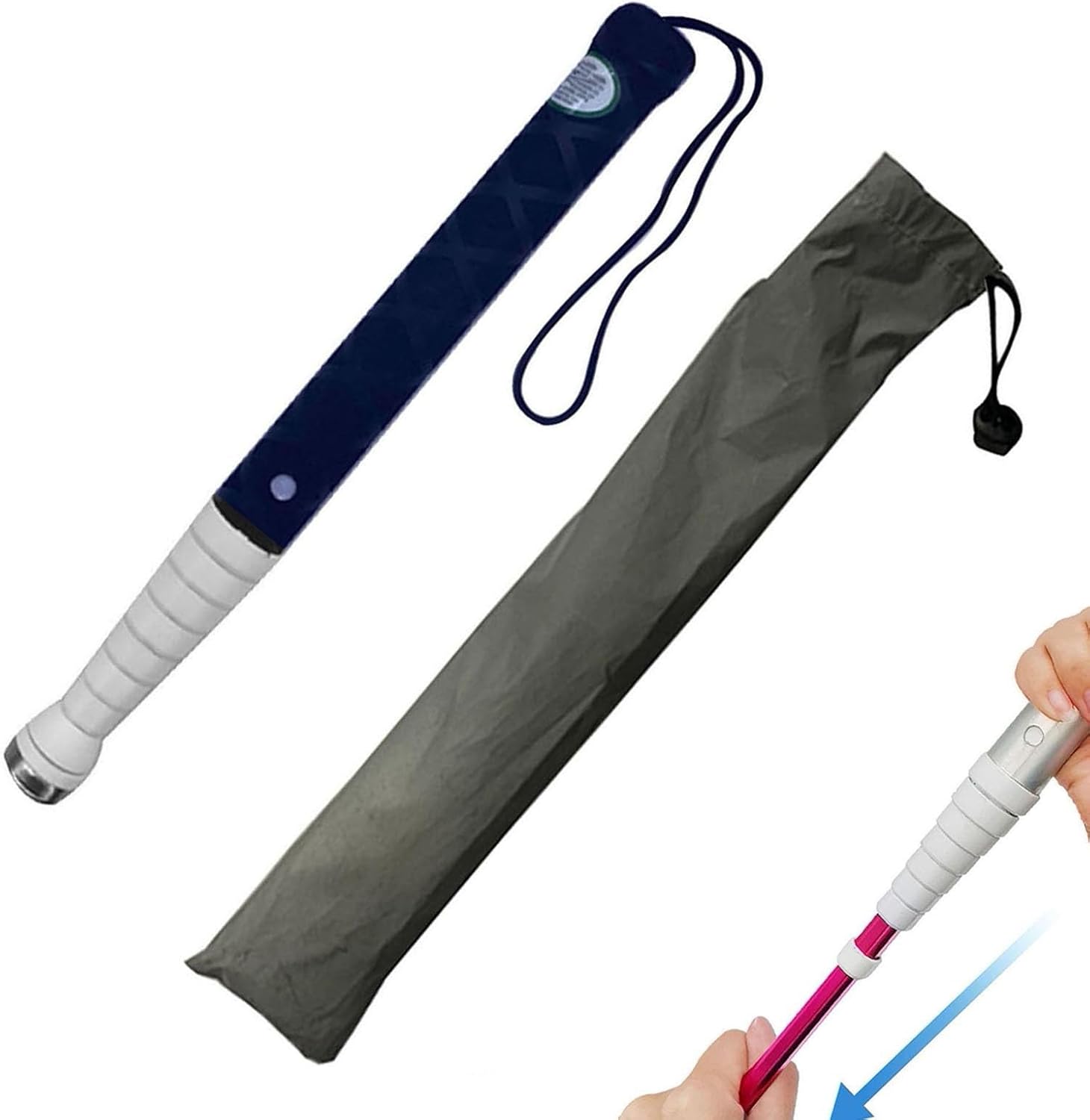 Telescopic Blind Cane - 7,8,9 Sections Titanium Alloy Folding Walking Cane for The Blind or Visually Impaired,Lnclude Nylon Bag + Optional Crutch tip