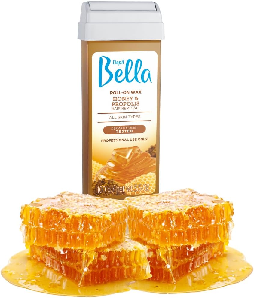 Depil Bella Brazilian Roll On Wax Honey and Propolis Depilatory | Body Waxing, Hair Removal Wax-Cartridge | For Men and Women | Home Self Waxing | Sensitive Skin | Dermatologically Tested | Painless