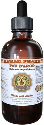 HawaiiPharm PAU d'arco Liquid Extract, PAU d'arco Liquid (Tabebuia impetiginosa) Tincture, Herbal Supplement, Made in USA, 4 fl.oz