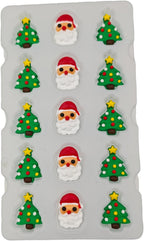 Edible Christmas Themed Sugar Santa Claus cake decorations, Christmas Tree cupcake toppers, perfect Icing Cookies decro for Xmas Gingerbread House, Macaron and Cakecicles Decorating