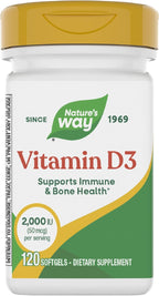 Nature's Way Vitamin D3, Bone Health and Immune Function*, 2000 IU (50 mcg per Serving), 120 Softgels (Packaging May Vary)