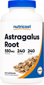 Nutricost Astragalus Capsules 550mg, 240 Vegetarian Capsules - Non-GMO and Gluten Free