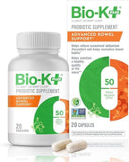 Bio-K+ Probiotic Advanced Bowel Support – 50 Billion CFU – Vegan, Gluten-Free, Non-GMO – Supports Digestive Health & Regularity – for Men & Women – 20 Probiotic Capsules