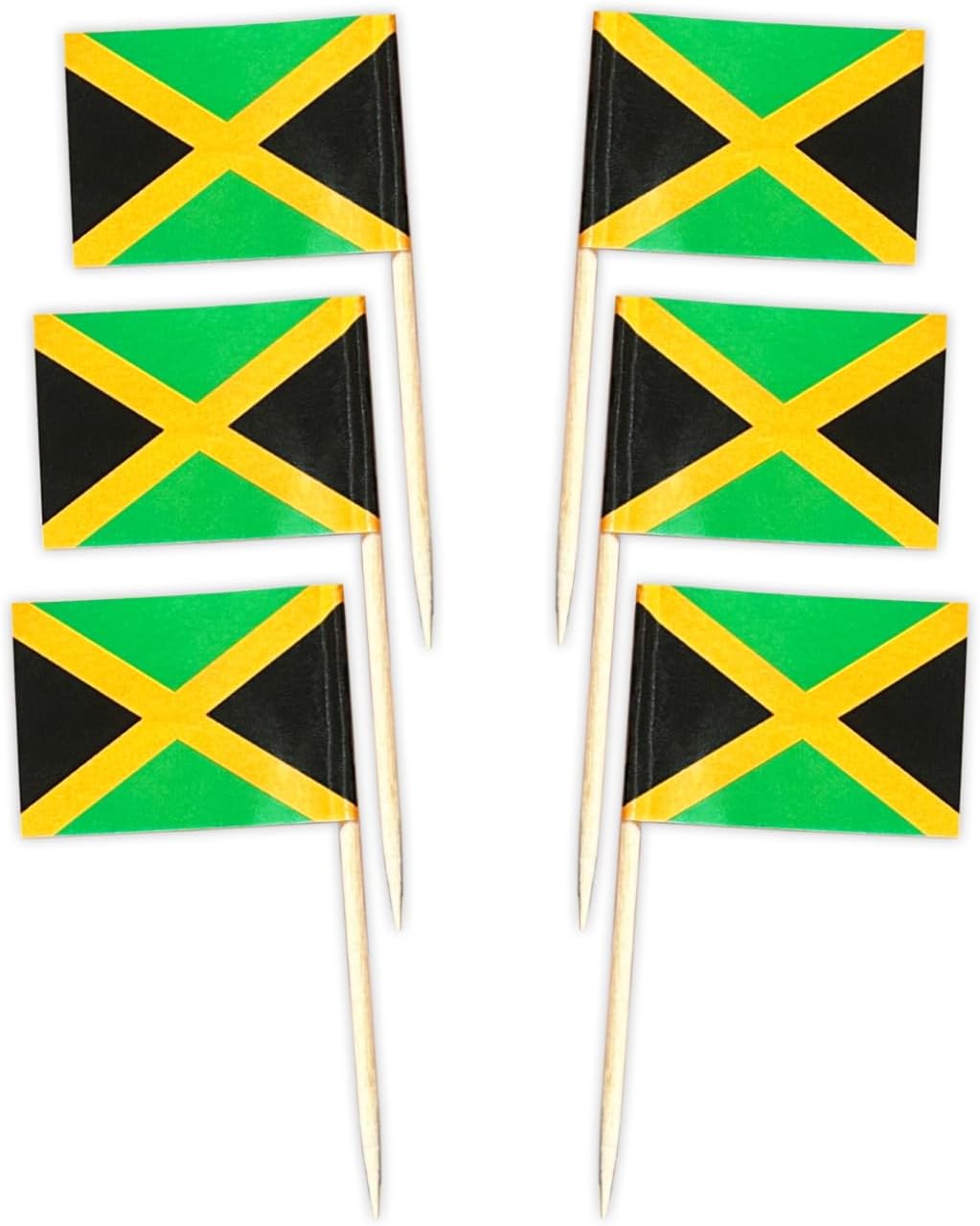 100PCS Jamaican Toothpick Cupcake Toppers Jamaica Party Supplies Cocktail Picks Toppers Decorations Jamaica Independence Day Party Decors for Jamaican Festival Party Favors