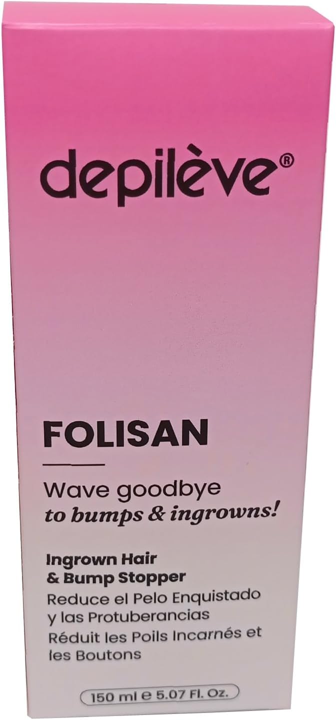 Depileve Folisan - Post Wax Oil, Relieves Razor Burn, Razor Bumps and Ingrown Hair, Astringent, Skin Moisturizer, Gentle Exfoliator - 5 oz