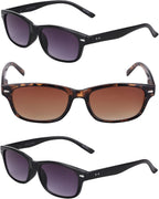 3 Pair of Full Reading Sunglasses (Non Bifocal) for Men and Women - Outdoor Sun Readers