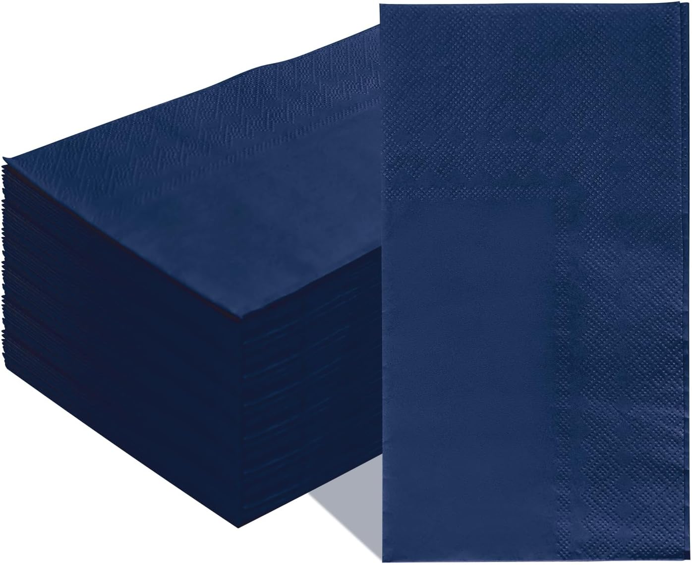 SietDESEO 50 Pieces 3-ply Navy Blue Napkins Disposable 13 x 15.7 Inches Guest Bathroom Napkins Disposable Hand Towels for Bathroom Wedding Birthday Party Paper Dinner Napkins