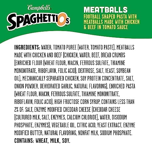 SpaghettiOs Football Shaped Canned Pasta with Meatballs, 15.6 oz Can (Pack of 5)