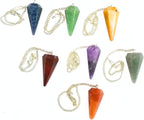 Jet International 7 Chakra Cone Pendulum Set for Reiki Healing, Dowsing, Meditation & Energy Balancing – Natural Crystal Stones with Chain – Spiritual Gift – Vastu Tool – Metaphysical Tool