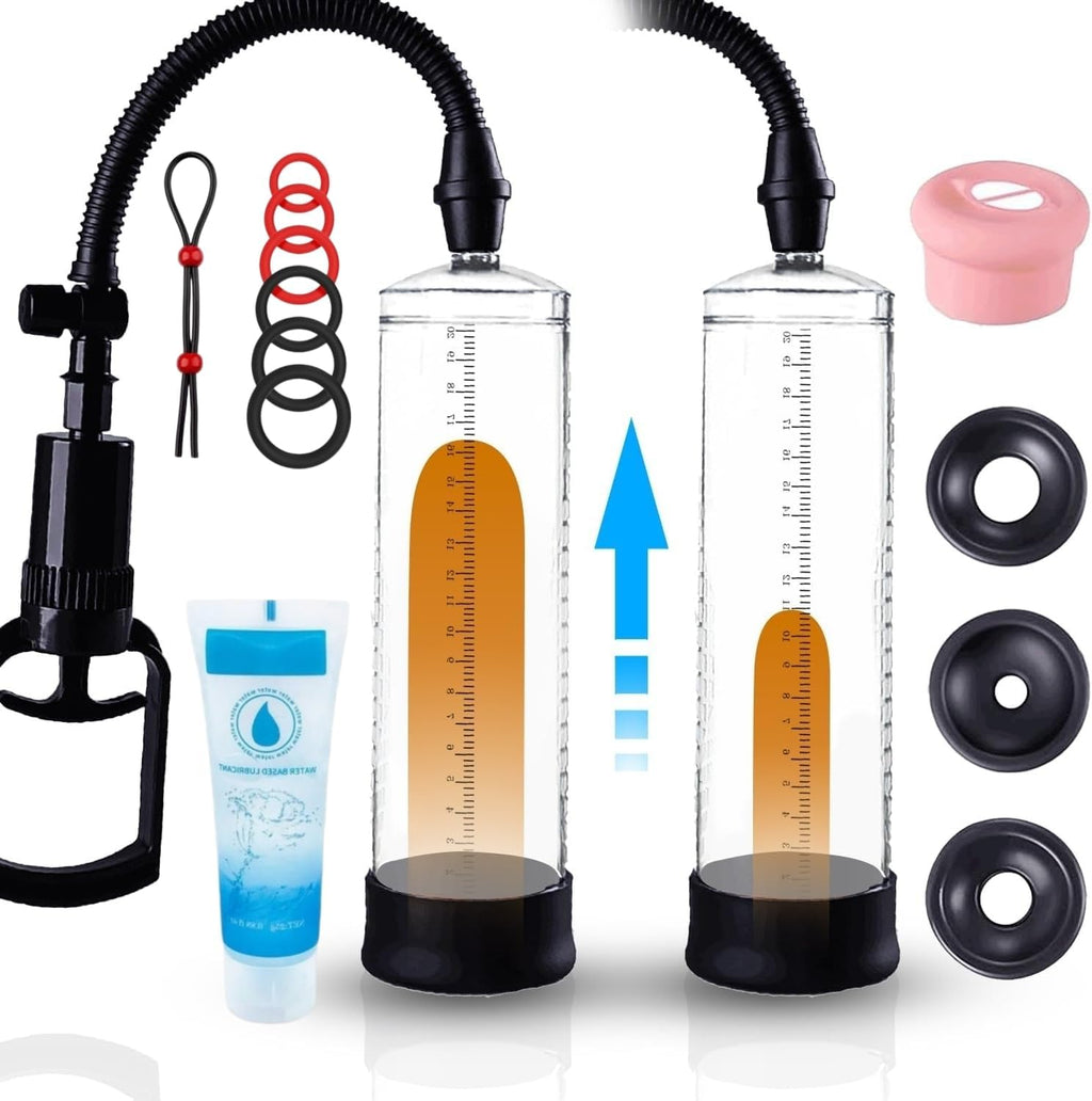 Male Bigger Growth Pump Vacuum Penisen Largement Tool Men with Strong Suction Men's Extended Water Pump Adjustable Man's Home Performance Set Training Tools Trainer EA01