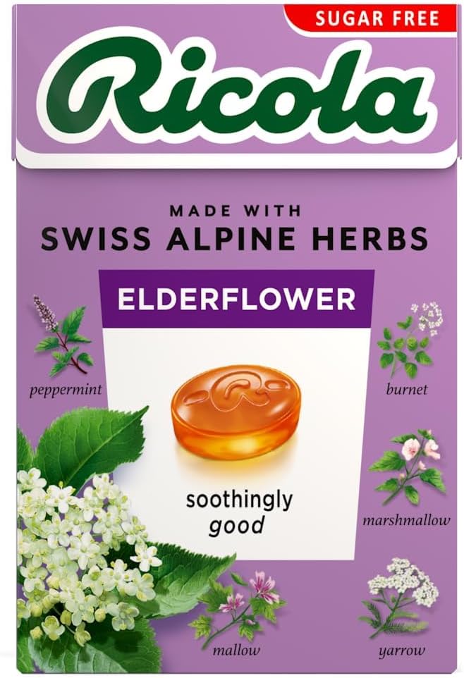 Ricola Sugar Free Elderflower Flv Candy Box 20 Pack