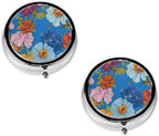 (Hello Hawaii) Round Pill Box,3 Compartment Pill Box Mini Decorative Pocket Purse Portable Travel Medicine Tablet Vitamin Holder Organizer Pill Case