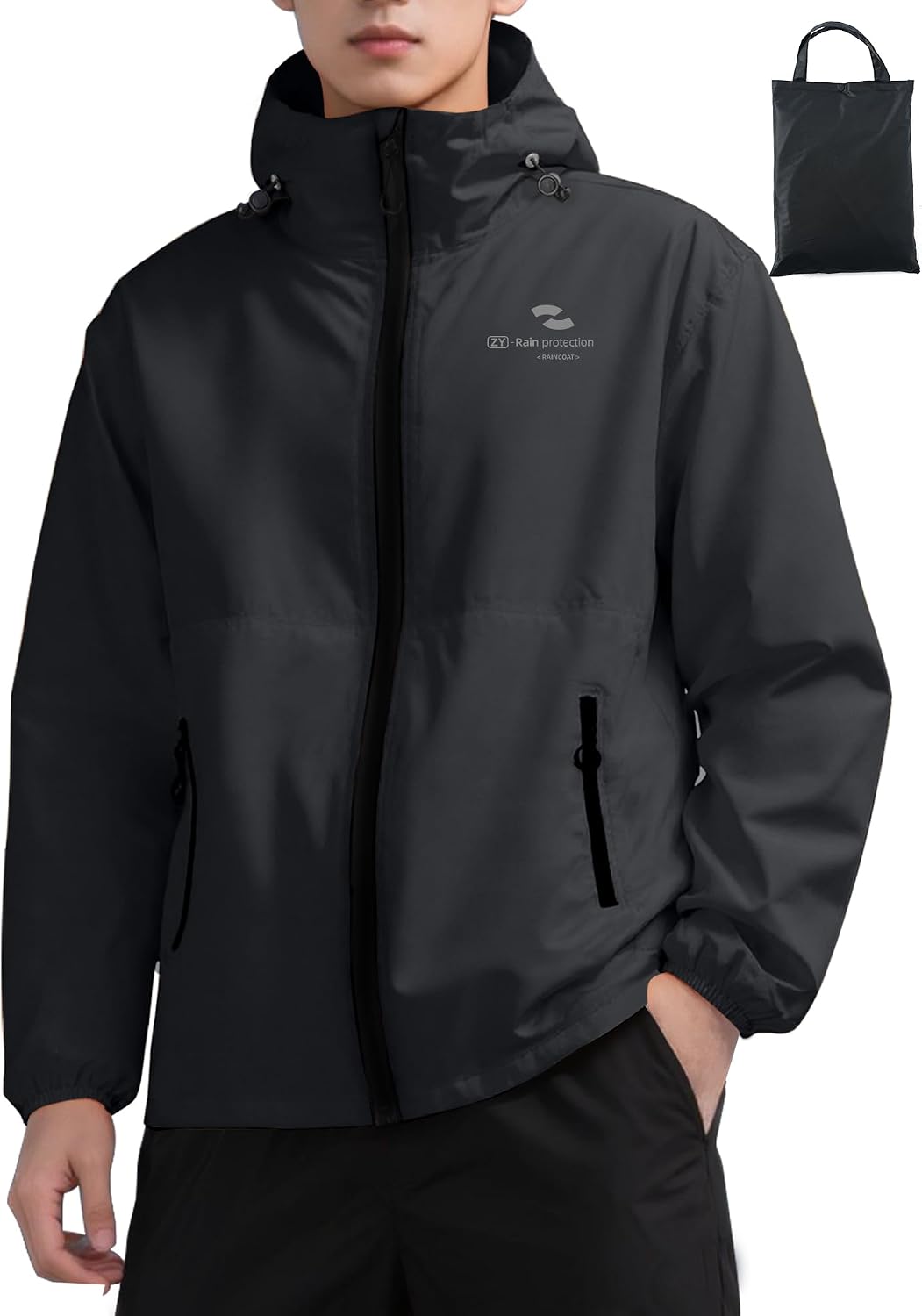 Stylish Rain Jacket Men Women's Lightweight Waterproof Packable Rain Shell Jacket Raincoat with Hood for All-Sport