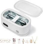 Powerful Ultrasonic Cleaner for Jewelry, Eyeglasses, Watch & Brushes, 480ML Stainless Steel Tank, Portable Design, Fast Clean for Ring, Earring, Bracelet & Necklace, with Smart Timer & Degas Function