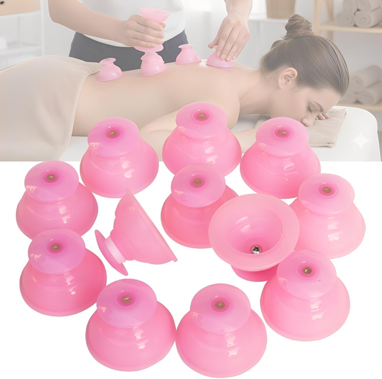 Japard Silicone Cupping Therapy Set, 12Pcs Professional Chinese Suction Cups for Feet Foot Arm Back Massage, Cellulite Reduction Women Gift