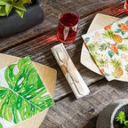 13 Inch Paper Luncheon Napkins, 20 Tropical Leaves Design Printed Napkins - 3-Ply, Textured Edges, White Paper Decorated Napkins, Soft And Strong, For Parties Or Catering Events - Restaurantware