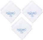 Embroidered Wedding Handkerchiefs Happy Tears Handkerchiefs with Scallop Lace Edges for Wedding Day Bride