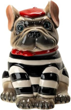 Pacific Giftware Le French Bulldog Cookie Jar, Ceramic, Black and White Striped Shirt, Kitchen Decor, Storage Accessory