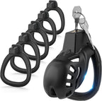 Yivans Male Chastity Device Cock Cage, Lightweight Chastity Cage Body-Safe Penis Cage for Men with 5 Different Sizes Ring & Invisible Lock Adult Abstinence Penis Bondage Male Sex Toy(Black-S)