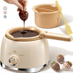 Chocolate Melting Pot Candy Melts Melter with 2 Insert Pots and Spatula, 4 Cups Capacity Warmer Machine, Ideal Dipping Tool Kitchen Supplies for Making Cake Pop Covered Strawberries Fondue