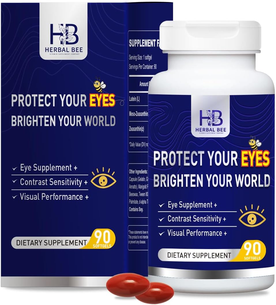 Eye Supplement - Lutein 10mg, Meso-Zeaxanthin 10mg, Zeaxanthin 2mg - Eye Vitamins Supports Vision, Blue Light Protection & Macular Health - Natural Antioxidant Formula | 90 Softgels