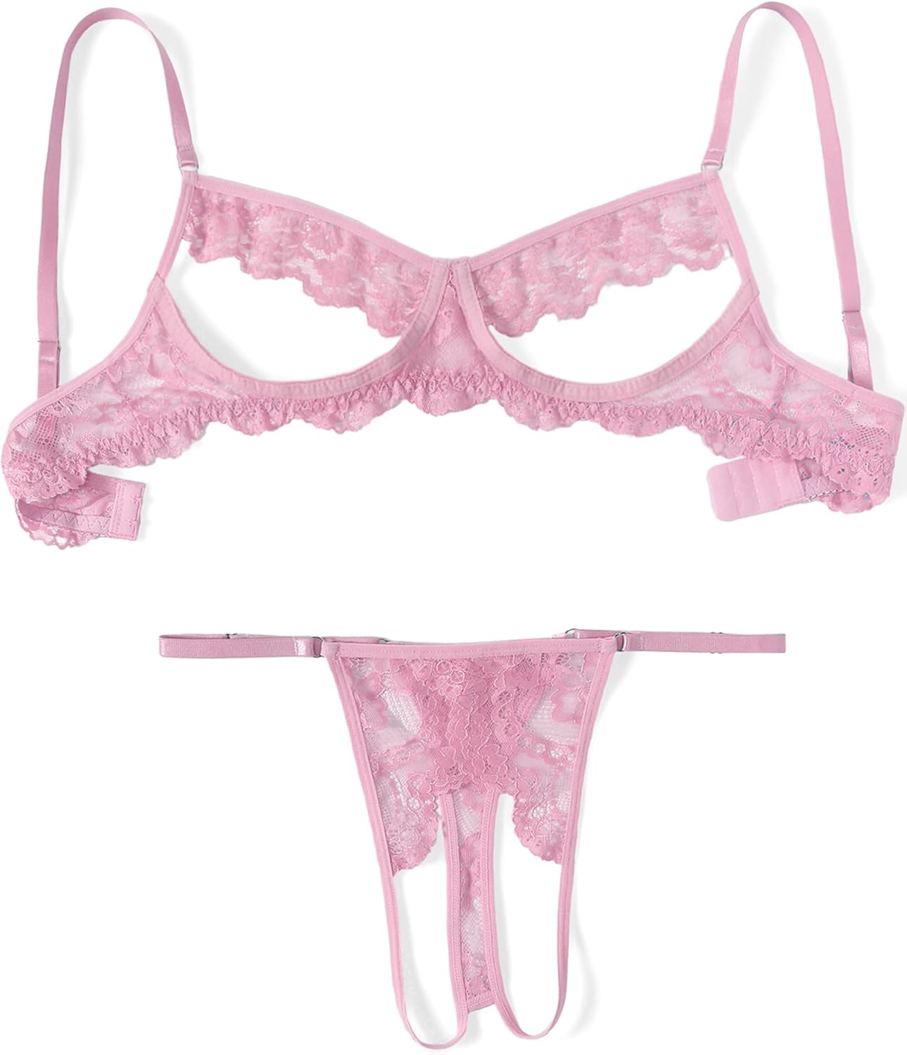 Avidlove Sexy Floral Lace Cutout Lingerie Set for Women Bra Panty 2 Piece Sheer Lingerie Set Outfits