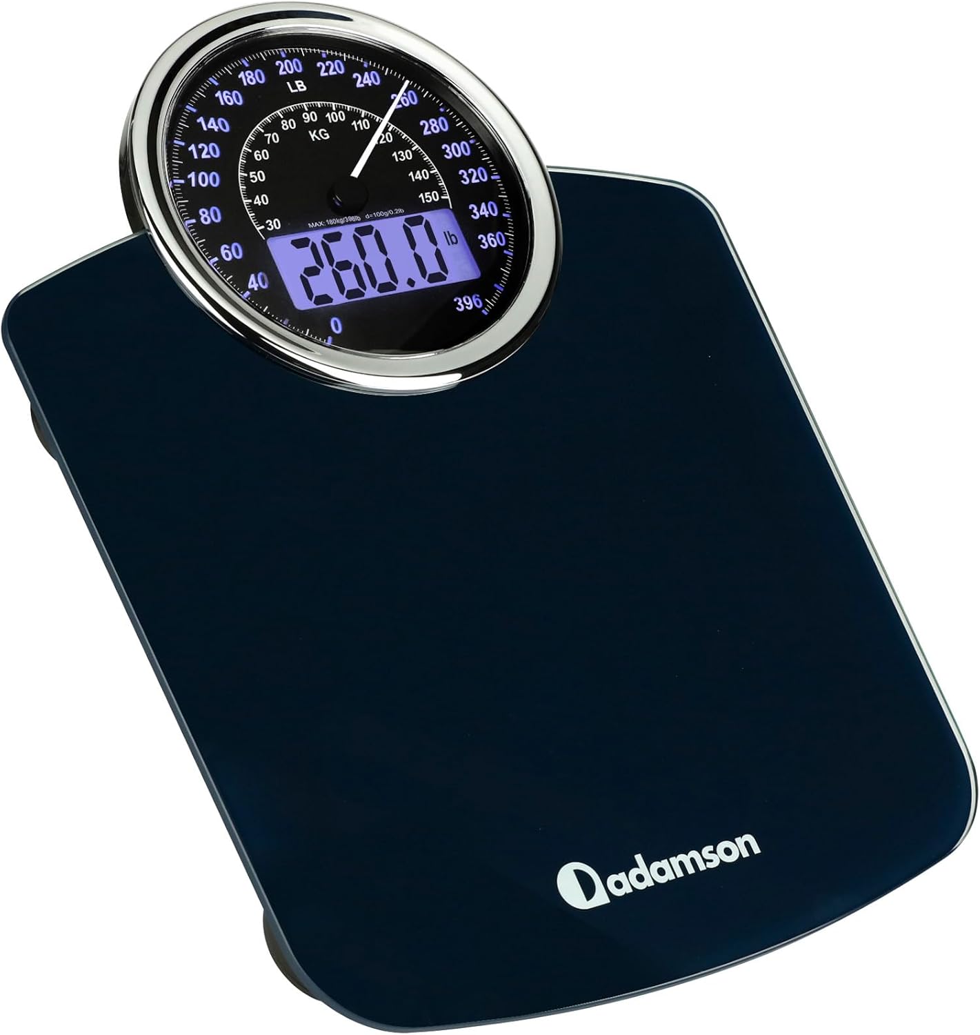 Adamson Hybrid 2-in-1 Analog & Digital Weighing Scale for Body Weight up to 400lbs - Thick Tempered Glass - Extra Large Display - Easy to Read Digital Bathroom Scale - New