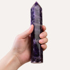Large Natural Dream Amethyst Healing Crystal Wand 7.08-7.87" Natural Crystal Tower 6 Faceted Chakra Crystal Point Meditation Therapy Reiki Energy Stone Home Decor Collection Gift