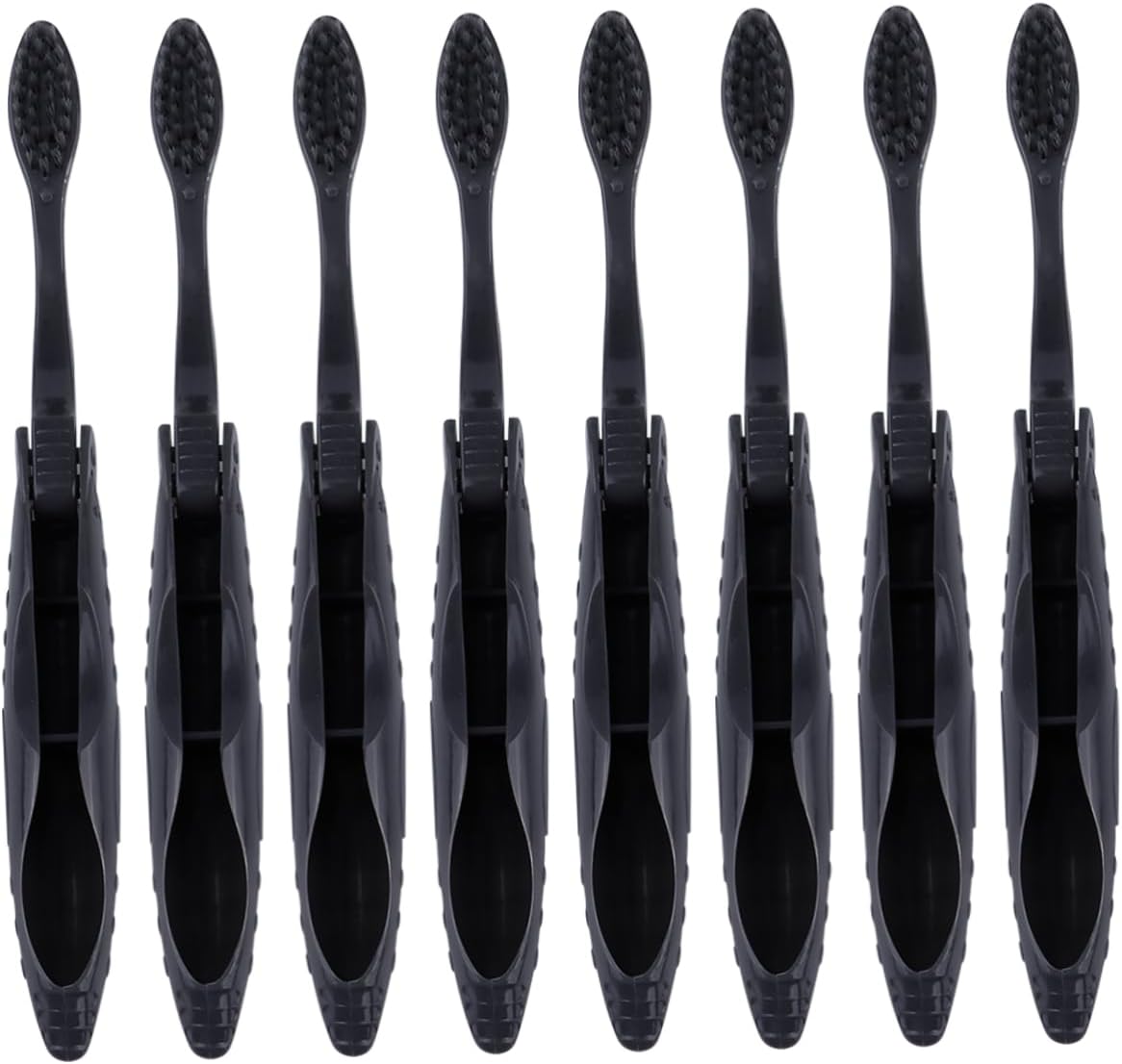 Homoyoyo 8pcs Portable Folding Toothbrush Set for Travel - Medium Firm Bristle Design - Collapsible and Compact for Men and Women for Camping and Emergencies Gray and Black