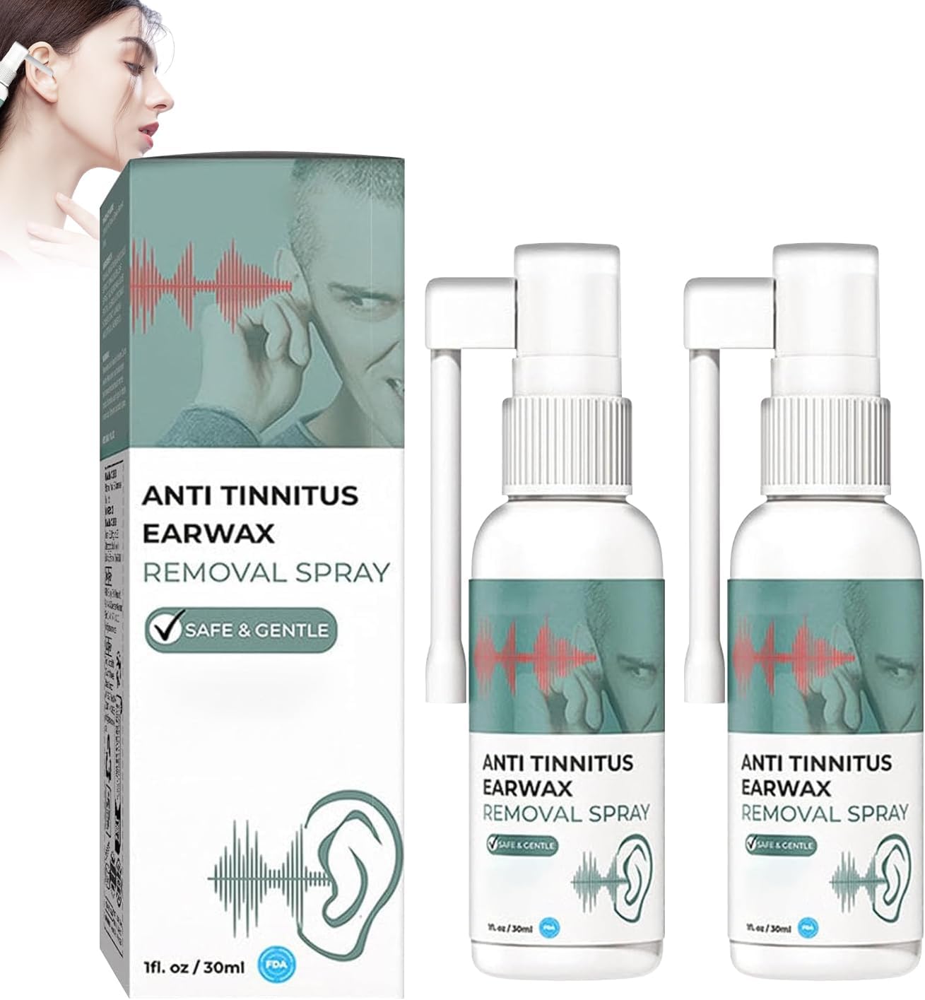 Hearing Restoration Spray, Anti Tinnitus Earwax Removal Spray, Earwax Cleaning Spray, Tinnitus Spray for Ear (2PCS)