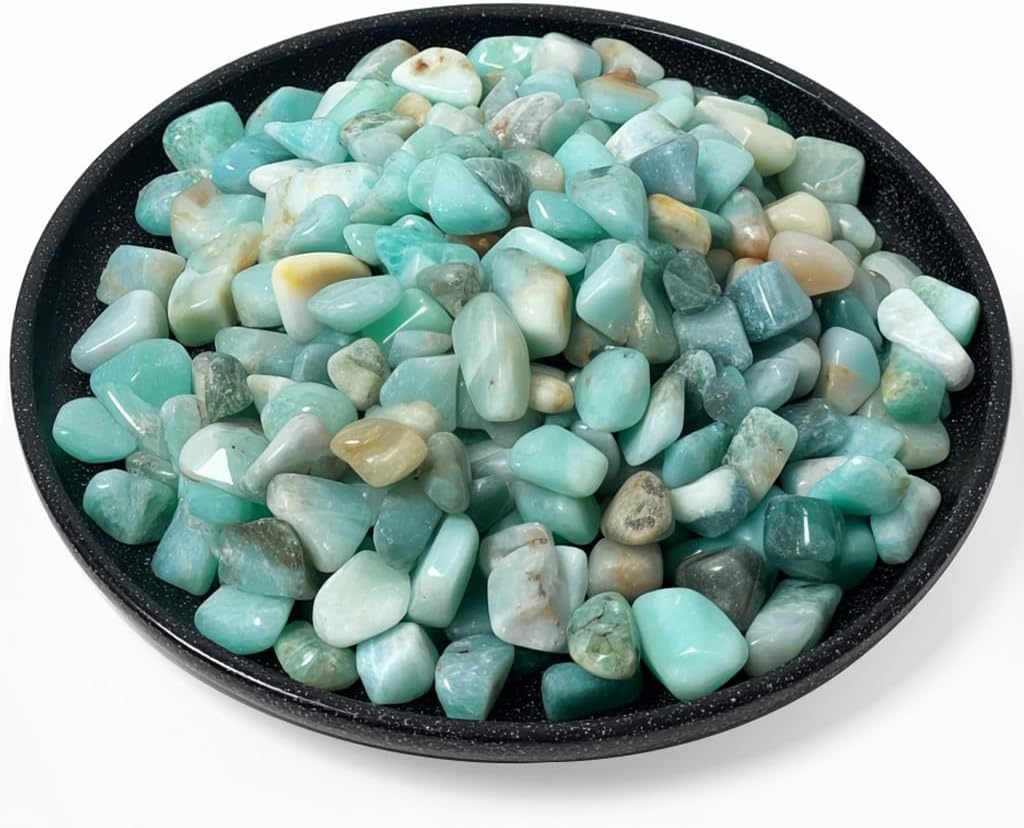 Polished Amazonite Crystal Chips 200 Pcs - 0.3" 10 oz Tumbled Stone Chips Crushed Sea Glass Stones Healing Reiki Crystal Jewelry Making Home Decoration