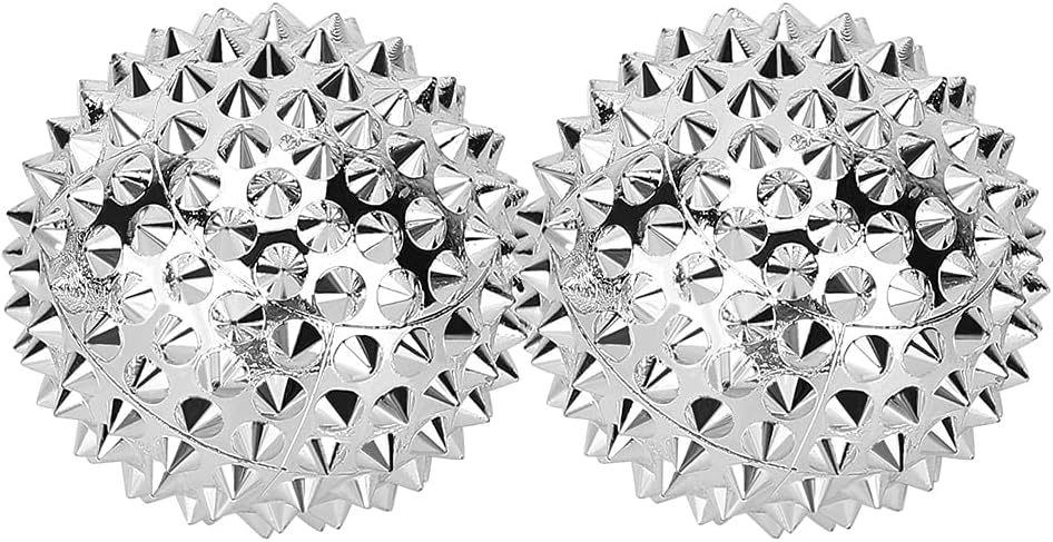 Ymiko Massage Balls,1 Pair Magnetic Massage Ball Hand Massage Acupressure Ball Silver
