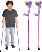 2 Pcs Forearm Crutches for Adults,Folding Walking Cane,10-Level Height Adjustment,Lightweight Aluminum Walking Aid,Rubber Grip, Slip-Resistant and Wear-Resistant,2-Pack Purple.