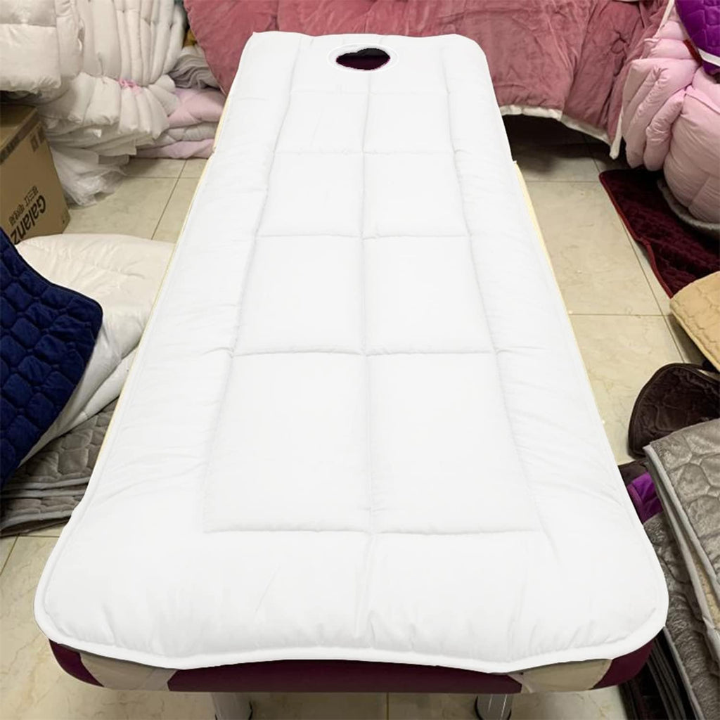 KKCD Non-Slip Lash Bed Topper with Square Head Massage Table Mattress Topper with/Without Breath Hole SPA Bed Cover Protector for Beauty Salon Solid Color Massage Accessories,White1,60x180cm