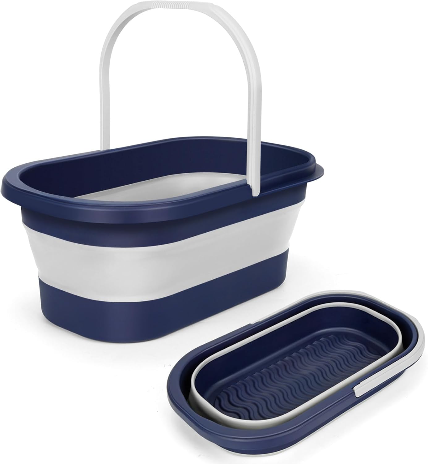 Collapsible Mop Bucket with Handle Portable Silicone Square Wash Bucket for Car Washing Laundry Storage Cleaning Camping Fishing,Space-Saving Plastic Bucket Single Pack