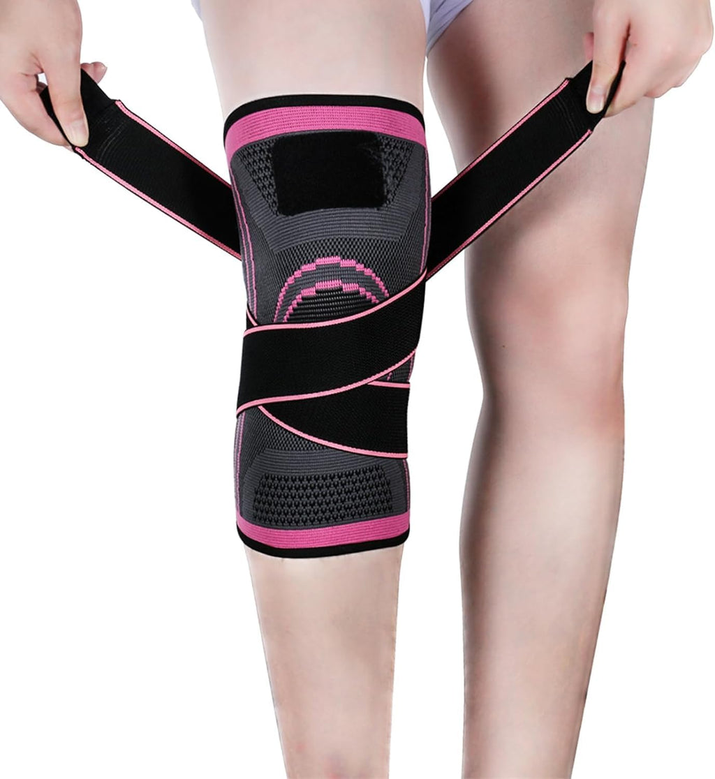 Knee Supports for Arthritis Joint Pain 1 Pack, Knee Brace for Men & Women Knee Sleeve for Meniscus Tear ACL Running Workout Basketball Gym Pink Medium