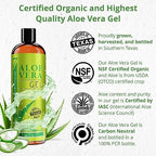 Seven Minerals Organic Aloe Vera Gel from freshly cut 100% Pure Aloe - Big 12oz - HighestQuality, Texas grown, Vegan, Unscented - For Face, Skin, Hair, Sunburn relief