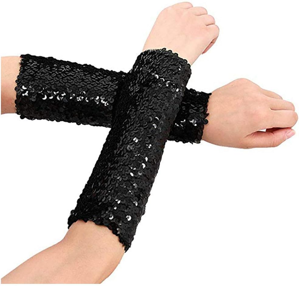 RARITYUS Sparkle Oversleeves Sequin Arm Sleeve Shiny Stretchy Elbow Cuffs for Performance Cosplay Halloween Costume